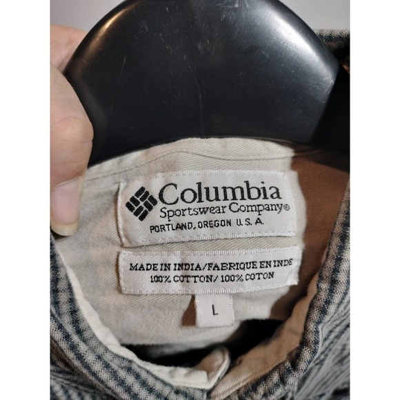 Columbia 100% Cotton long sleeve button front shirt men size large gray & black - Picture 4 of 4